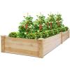 Giantex Raised Garden Bed Planter, Wooden Elevated Vegetable Planter Kit Box Grow for Patio Deck Balcony Outdoor Gardening, Natural