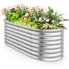 Giantex Raised Garden Bed, Planter for Flower Vegetables, Outdoor Plant Box Patio Backyard, Easy Assembly (48.5”Lx48.5”Wx12”H, Brown)(Silver)