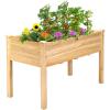 Giantex Raised Garden Bed, Planter for Flower Vegetables, Outdoor Plant Box Patio Backyard, Easy Assembly (48.5”Lx48.5”Wx12”H, Brown)(Wood)