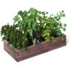 Giantex Raised Garden Bed, Wood Planter Box, Outdoor Planting Bed for Vegetable Flower, Rectangular Planter for Patio and Lawn 47”Lx24”Wx9”H, (Brown)(47”Lx24’W’x9”H)