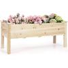 Giantex Raised Garden Bed on Wheels, Wood Planter Box with Legs, Liner, Drain Holes, Elevated Garden Bed for Vegetables, Standing Garden Container for Backyard, Patio, 47.5″ LX 23.5″ WX 33″ H(47.5″x17″x20″)