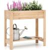 Giantex Raised Garden Bed on Wheels, Wood Planter Box with Legs, Liner, Drain Holes, Elevated Garden Bed for Vegetables, Standing Garden Container for Backyard, Patio, 47.5″ LX 23.5″ WX 33″ H(32″x15″x30″)
