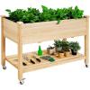 Giantex Raised Garden Bed on Wheels, Wood Planter Box with Legs, Liner, Drain Holes, Elevated Garden Bed for Vegetables, Standing Garden Container for Backyard, Patio, 47.5″ LX 23.5″ WX 33″ H(47.5″x23.5″x33″)
