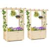 Giantex Raised Garden Bed with Sided Trellis & Hanging Roof, Wood Planter Box, Freestanding Garden Planter Raised Bed for Flowers Herbs Climbing Vines 44”x14”x45” (L x W x H)(2)