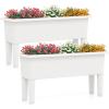 Giantex Raised Garden Beds Outdoor Set of 2, Self-Watering Planter Box with Detachable Legs & Drainage Hole, Outdoor Raised Container for Vegetable Fruit Herbs, 31.5”Lx12”Wx16”H, Easy Assembly (Brown)(White)