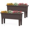 Giantex Raised Garden Beds Outdoor Set of 2, Self-Watering Planter Box with Detachable Legs & Drainage Hole, Outdoor Raised Container for Vegetable Fruit Herbs, 31.5”Lx12”Wx16”H, Easy Assembly (Brown)(Brown)