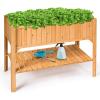 Giantex Raised Garden Planter Bed Box Stand Outdoor Wooden Elevated Garden Planter with Shelf and Drain Holes Deluxe Rectangle Raised Planter to Grow Plants, 47″ L x 22.5″ W x 35.5″ H