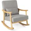 Giantex Rocking Chair Nursery, Indoor Rocker Arm Chair w/Rubber Wood Armrests, Wide Backrest & Padded Seat Cushion, Soft Lumbar Pillow, Upholstered Accent Glider Chair for Living Room Bedroom