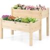 Giantex Set of 2 Raised Garden Bed, Elevated Wood Planter Box, Raised Bed Kit for Flowers Vegetables Fruits Herbs Outdoor Planting Container Patio, Balcony, Yard (Natural)(Natural)
