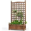 Giantex Set of 2 Wood Planter Free Standing Plant Raised Bed with Trellis for Garden or Yard (11″ D X 25″ W X 48″ H)(1)
