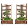 Giantex Set of 2 Wood Planter Free Standing Plant Raised Bed with Trellis for Garden or Yard (11″ D X 25″ W X 48″ H)(2)