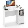 Giantex Small Computer Desk, White Desk with Storage Cabinet & Shelf, Compact PC Laptop Table Workstation, Makeup Vanity Table, Modern Study Writing Desk for Small Space, Bedroom, Home Office