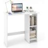 Giantex Small White Desk, Compact Study Writing Desk with 3-Position Adjustable Shelf, Anti-Toppling Kit, Modern PC Laptop Table, Home Office Computer Workstation for Small Space Bedroom Dorm(White)