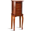 Giantex Standing Jewelry Cabinet Armoire with Top Flip Mirror, Jewelry Storage Organizer with 2 Side Doors for Necklaces, Jewelry Armoire Box Chest for Women Girls, Walnut(Walnut)
