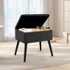 Giantex Vanity Stool Chair with Storage, Multifunctional 20″ Makeup Seat with Wood Legs, Ottoman Foot Rest, Upholstered Tufted Makeup Vanity Chair for Dressing Bedroom Living Room(Black)