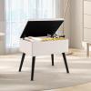 Giantex Vanity Stool Chair with Storage, Multifunctional 20″ Makeup Seat with Wood Legs, Ottoman Foot Rest, Upholstered Tufted Makeup Vanity Chair for Dressing Bedroom Living Room(Beige)