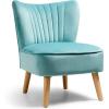 Giantex Velvet Accent Chair, Upholstered Modern Sofa Chair w/Wood Legs, Thickly Padded, Small Armless Wingback Club Chairs for Living Room Bedroom Furniture(Turquoise)