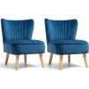 Giantex Velvet Accent Chair, Upholstered Modern Sofa Chair w/Wood Legs, Thickly Padded, Small Armless Wingback Club Chairs for Living Room Bedroom Furniture(Blue)