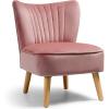 Giantex Velvet Accent Chair, Upholstered Modern Sofa Chair w/Wood Legs, Thickly Padded, Small Armless Wingback Club Chairs for Living Room Bedroom Furniture(Pink)