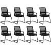 Giantex Waiting Room Chair Set of 2, Office Guest Chairs w/Ergonomic Mesh Backrest, Lumbar Support & Armrests, Mesh Chairs w/Metal Sled Base for Office, Conference Room, Reception, Black(8)
