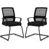 Giantex Waiting Room Chair Set of 2, Office Guest Chairs w/Ergonomic Mesh Backrest, Lumbar Support & Armrests, Mesh Chairs w/Metal Sled Base for Office, Conference Room, Reception, Black(2)