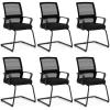Giantex Waiting Room Chair Set of 2, Office Guest Chairs w/Ergonomic Mesh Backrest, Lumbar Support & Armrests, Mesh Chairs w/Metal Sled Base for Office, Conference Room, Reception, Black(6)