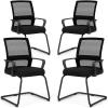 Giantex Waiting Room Chair Set of 2, Office Guest Chairs w/Ergonomic Mesh Backrest, Lumbar Support & Armrests, Mesh Chairs w/Metal Sled Base for Office, Conference Room, Reception, Black(4)