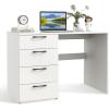 Giantex White Computer Desk with 4 Large Drawers, Home Office Laptop PC Desk, Writing Table, Modern Computer Workstation for Bedroom Study Room(White)