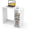 Giantex White Small Desk for Bedroom, 31.5 Inch Home Office Computer Desk with Shelves, Space Saving Study Writing Desk, Modern Simple Laptop Desk for Small Spaces, White(White)