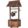 Giantex Wishing Well Water Fountain Outdoor, Rustic Wooden Waterfall Fountain with Electric Pump, Water Bucket, Freestanding Decorative Wishing Well Water Feature for Backyard Patio Garden Lawn