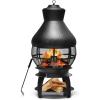 Giantex Wood Burning Chiminea, Heavy Duty Fireplace Chiminea Wooden Fire Pit with 2-Piece Log Grate, Premium Rain Cap & Fire Poker, 360°Fire Retardant Mesh Cover, Ideal for Garden, Patio, Backyard