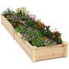Giantex Wooden Raised Garden Bed with 2 Planter Boxes & Dividers, 90″x25″x10″ Raised Bed for Flowers Vegetables Fruits Herbs Gardening Planting, Outdoor Garden Box for Patio Backyard Lawn (1)(90″x25″x10″)