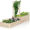 Giantex Wooden Raised Garden Bed with 2 Planter Boxes & Dividers, 90″x25″x10″ Raised Bed for Flowers Vegetables Fruits Herbs Gardening Planting, Outdoor Garden Box for Patio Backyard Lawn (1)(87″x25″x52″)
