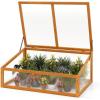 Ginatex Wood Cold Frame Greenhouse, Portable Raised Flower Planter Protection with Transparent Openable Roof, Small Indoor Outdoor Hot House for Garden Sunroom Balcony, 36”x33”x23”(37”x25”x16”)
