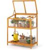 Ginatex Wood Cold Frame Greenhouse, Portable Raised Flower Planter Protection with Transparent Openable Roof, Small Indoor Outdoor Hot House for Garden Sunroom Balcony, 36”x33”x23”(36”x20”x42”)