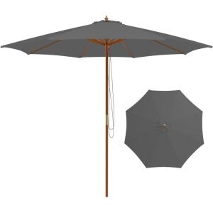 Giantex 10FT Patio Umbrella, Outdoor Table Market Umbrella with 8 Bamboo Ribs, Pulley Lift and Ventilation Hole, Outdoor Sunshade Umbrella for Poolside Backyard Beach(Gray)