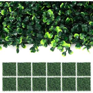 Giantex 12PCS 20x20inch Artificial Boxwood Panels, 33.3 Square Feet Faux Greenery Wall Privacy Hedge Screen for Wedding Decorations Fence Backdrop, Outdoor Patio Garden Topiary Hedge Protective Screen(Green Milan Leaves)