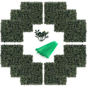Giantex 12PCS 20x20inch Artificial Boxwood Panels, 33.3 Square Feet Faux Greenery Wall Privacy Hedge Screen for Wedding Decorations Fence Backdrop, Outdoor Patio Garden Topiary Hedge Protective Screen(Green Peanut Leaves)