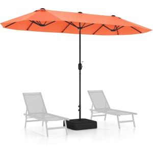 Giantex 13ft Large Patio Umbrella with Base, Double-Sided Outdoor Umbrella with Crank Handle, Umbrella Base Stand with 2 Sandbags, 12 Metal Ribs, Market Umbrellas for Garden Poolside Deck(Orange)