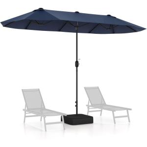Giantex 13ft Large Patio Umbrella with Base, Double-Sided Outdoor Umbrella with Crank Handle, Umbrella Base Stand with 2 Sandbags, 12 Metal Ribs, Market Umbrellas for Garden Poolside Deck(Navy)