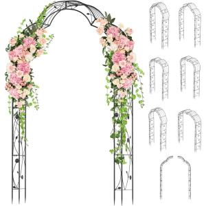 Giantex 2 Half Garden Arch Trellis, 8.2 FT Metal Garden Arbor, 6 Sizes, Easy Assembly, Archway for Climbing Plants Roses Vines, Outdoor Trellis Pergola for Wedding Bridal Party Ceremony Lawn Decor