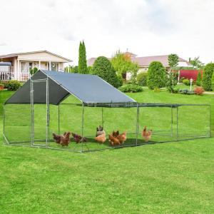 Giantex 23ft Large Metal Chicken Coop, Walk-in Chicken Run Poultry Cage, Waterproof Sun-Proof Cover, Galvanized Steel Frame, Hen Duck Rabbit House Outdoor Farm Yard (23 x 6.6 ft, Half Spire)(Half Spire)