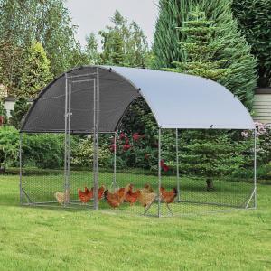 Giantex 23ft Large Metal Chicken Coop, Walk-in Chicken Run Poultry Cage, Waterproof Sun-Proof Cover, Galvanized Steel Frame, Hen Duck Rabbit House Outdoor Farm Yard (23 x 6.6 ft, Half Spire)(Dome)