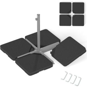 Giantex 284 lbs Fillable Offset Patio Umbrella Base, 4PCS Umbrella Stand Water Sand Weight for Cantilever Umbrella, 4 Connecting Pins, Easy-Filling Spouts, Outdoor Market Umbrella Holder for Garden(225.0 Pounds)