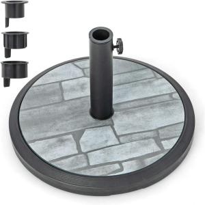 Giantex 35lbs Umbrella Base, Heavy Duty Patio Umbrella Stand with Built-in Cement, Special Stone Pattern, Outdoor Round Weighted Market Umbrella Holder for Garden Lawn Deck