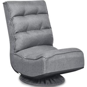 Giantex 360 Degree Swivel Floor Chair, Folding Floor Gaming Chair with 6 Positions Adjustable, Lazy Sofa Lounge Chair w/Tufted Back Support, Video Gaming Chair for Reading TV Watching (Black)(Grey)