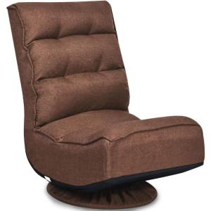 Giantex 360 Degree Swivel Floor Chair, Folding Floor Gaming Chair with 6 Positions Adjustable, Lazy Sofa Lounge Chair w/Tufted Back Support, Video Gaming Chair for Reading TV Watching (Black)(Brown)