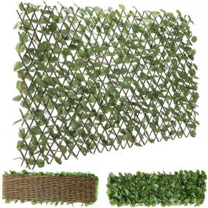 Giantex 3PCS Expandable Artificial Hedges Faux Ivy Leaves Fence, Stretchable Artificial Ivy Privacy Fence Screen Decorative Trellis for Backdrop Outdoor Garden Porch Patio Home Decorations