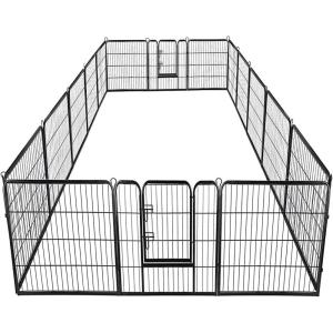 Giantex 40″ 16/8 Panel Pet Playpen with Door, Foldable Dog Exercise Pen, Portable Free-Standing Cat Fence, for Outdoor & Outdoor, Metal Dog Puppy Cat Exercise Fence Barrier Kennel (8 Panels, 40”)(16 Panels)