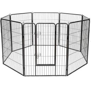 Giantex 40″ 16/8 Panel Pet Playpen with Door, Foldable Dog Exercise Pen, Portable Free-Standing Cat Fence, for Outdoor & Outdoor, Metal Dog Puppy Cat Exercise Fence Barrier Kennel (8 Panels, 40”)(8 Panels)